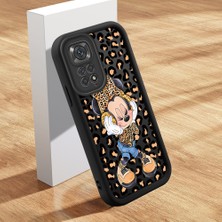 HONTINGA Xiaomi Redmi Note 11S ile Uyumlu Kılıfı Düşüme Önleyici Basitlik Anti Düşme Kamera Korumali Mickey Minnie Desen Siyah Yumuşak Silikon Telefon Kılıfı Kadın ve Erkek Için Uygundur K2-0398
