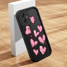HONTINGA Samsung Galaxy A04E ile Uyumlu Kılıfı Düşüme Önleyici Basitlik Anti Düşme Kamera Korumali Pembe Kalp Desen Siyah Yumuşak Silikon Telefon Kılıfı Kadın ve Erkek Için Uygundur K2-0405