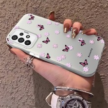 HONTINGA Samsung Galaxy A73 ile Uyumlu Kılıfı Silikon Kenar Sert Arka Düşüme Önleyici Basitlik Anti Düşme Kamera Korumali Küçük Kelebek Desen Telefon Kılıfı Kadın ve Erkek Için Uygundur K1-0718