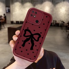 HONTINGA Xiaomi Redmi 10C ile Uyumlu Kılıfı Düşüme Önleyici Basitlik Anti Düşme Kamera Korumali Papyon Desen Bordo Yumuşak Silikon Telefon Kılıfı Kadın ve Erkek Için Uygundur K2-7219