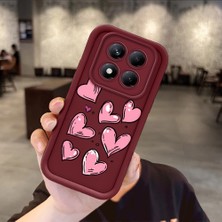 HONTINGA Xiaomi Redmi Note 14 Pro ile Uyumlu Kılıfı Düşüme Önleyici Basitlik Anti Düşme Kamera Korumali Pembe Kalp Desen Bordo Yumuşak Silikon Telefon Kılıfı Kadın ve Erkek Için Uygundur K2-7215