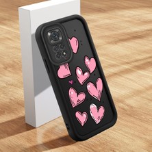 HONTINGA Xiaomi Redmi Note 11S ile Uyumlu Kılıfı Düşüme Önleyici Basitlik Anti Düşme Kamera Korumali Pembe Kalp Desen Siyah Yumuşak Silikon Telefon Kılıfı Kadın ve Erkek Için Uygundur K2-0405