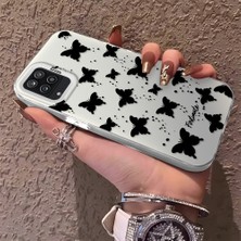 HONTINGA Samsung Galaxy M12 ile Uyumlu Kılıfı Silikon Kenar Sert Arka Düşüme Önleyici Basitlik Anti Düşme Kamera Korumali Siyah Kelebek Desen Telefon Kılıfı Kadın ve Erkek Için Uygundur K1-0721
