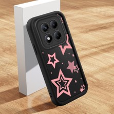 HONTINGA Xiaomi Redmi Note 14 Pro ile Uyumlu Kılıfı Düşüme Önleyici Basitlik Anti Düşme Kamera Korumali Pembe Yıldız Desen Siyah Yumuşak Silikon Telefon Kılıfı Kadın ve Erkek Için Uygundur K2-0404