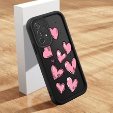HONTINGA Samsung Galaxy A72 ile Uyumlu Kılıfı Düşüme Önleyici Basitlik Anti Düşme Kamera Korumali Pembe Kalp Desen Siyah Yumuşak Silikon Telefon Kılıfı Kadın ve Erkek Için Uygundur K2-0405