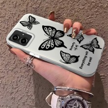 HONTINGA Samsung Galaxy A06 ile Uyumlu Kılıfı Silikon Kenar Sert Arka Düşüme Önleyici Basitlik Anti Düşme Kamera Korumali Renkli Kelebek Desen Telefon Kılıfı Kadın ve Erkek Için Uygundur K1-0723