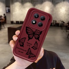 HONTINGA Xiaomi Redmi Note 14 Pro ile Uyumlu Kılıfı Düşüme Önleyici Basitlik Anti Düşme Kamera Korumali Kelebek Desen Bordo Yumuşak Silikon Telefon Kılıfı Kadın ve Erkek Için Uygundur K2-7222