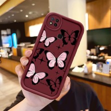 HONTINGA Xiaomi Redmi 10A ile Uyumlu Kılıfı Düşüme Önleyici Basitlik Anti Düşme Kamera Korumali Kelebek Desen Bordo Yumuşak Silikon Telefon Kılıfı Kadın ve Erkek Için Uygundur K2-7222
