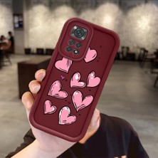HONTINGA Xiaomi Redmi Note 11S ile Uyumlu Kılıfı Düşüme Önleyici Basitlik Anti Düşme Kamera Korumali Pembe Kalp Desen Bordo Yumuşak Silikon Telefon Kılıfı Kadın ve Erkek Için Uygundur K2-7215