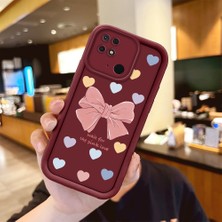 HONTINGA Xiaomi Redmi 10C ile Uyumlu Kılıfı Düşüme Önleyici Basitlik Anti Düşme Kamera Korumali Papyon Desen Bordo Yumuşak Silikon Telefon Kılıfı Kadın ve Erkek Için Uygundur K2-7219