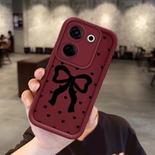 HONTINGA Tecno Camon 20 ile Uyumlu Kılıfı Düşüme Önleyici Basitlik Anti Düşme Kamera Korumali Papyon Desen Bordo Yumuşak Silikon Telefon Kılıfı Kadın ve Erkek Için Uygundur K2-7219