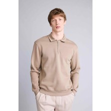 DeFacto Pamuklu Regular Fit Polo Yaka Kalın Kumaş Sweatshirt H1833AX26SP