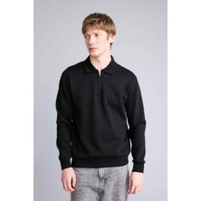 DeFacto Pamuklu Regular Fit Polo Yaka Kalın Kumaş Sweatshirt H1833AX26SP