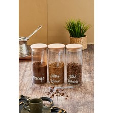 Feyza Design 4'lü Ahşap Vakumlu Kapaklı Origami Kavanoz, 750ML, Şeffaf, Etiketli