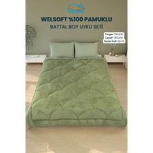 Uysal Yorgan Welsoft Akfil Midye Desen Battal Boy Uyku Seti YEŞİL