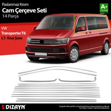 S-Dizayn VW Transporter T6 Kısa Şase Krom Cam Çerçeve Seti 2015-2025 Tek Sürgü