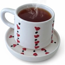 Moda Marifet Kalp Desenli Modern Seramik Fincan