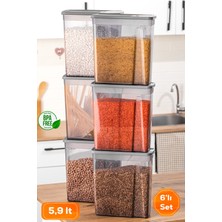 Feyza Design Sandy Mega Boy 6'lı Deterjan ve Saklama Kabı Seti Gri 5,90 Lt