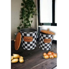 Feyza Design Bambu Görünümlü Metal 2'li Patates ve Soğan Sepeti Seti