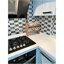Feyza Design Şık Ahşap Tezgah Üstü Baharatlık Standı, Modern ve Dayanıklı Tasarım