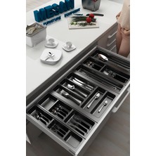 Feyza Design Çekmece Için Kesilebilir Plastik Kaşık Modülü, Gri, 100'LÜ, 89X44 cm