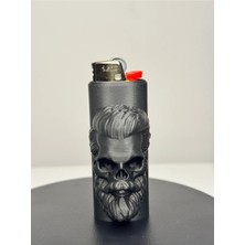 FunkyFlame Siyah Sakallı Kuru Kafa Hediyelik Tasarım Çakmak – Koleksiyon Black Series