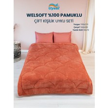 Uysal Yorgan Welsoft Akfil Midye Desen Çift Kişilik Uyku Seti TURUNCU