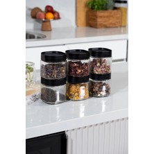 Feyza Design 6'lı Kare Cam Kavanoz Seti, Mutfak Saklama ve Düzenleme Için