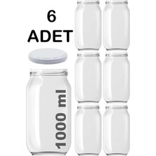 Feyza Design 6'lı 1000CC Cam Konserve Kavanozlar, Metal Kapaklı ve Şeffaf Tasarım