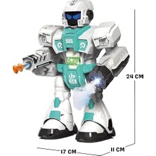 Buhar Atan Uzaktan Kumandalı Savaşçı Robot Sesli Işıklı Müzikli Dans Eden 2 Adet Yapışkanlı Mermi Atan Akıllı Robot (Mavi)