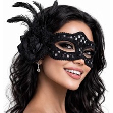 Livenda Siyah Tüylü Balo Maskesi