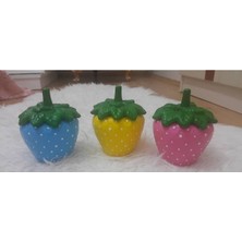 Feyza Design 3'lü Orta Boy Seramik Çilekli Baharatlık Takımı