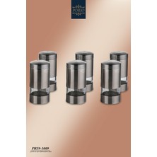 Feyza Design 6’lı Cam Kapaklı Inox Metal Baharatlık Seti Takımı, Şık ve Kullanışlı