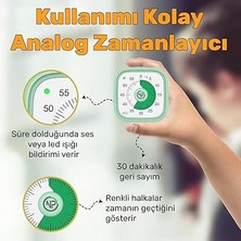 Mutfak,ders,yemek Için 60DK Analog Alarm Zamanlayıcı,pomodoro Öğrenci Motivasyon Saati (Yeşil)