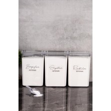 Feyza Design 3'lü Deterjanlık Seti, Ölçekli ve Renkli, 3 Lt Saklama Kabı