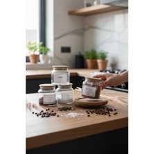 Feyza Design Bambu Kapaklı Cam Kavanoz 500ML, Çay, Kahve, Şeker, Tuz Için Şık Saklama Çözümü