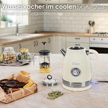 ZLN1184 Retro Su Isıtıcısı – 1,7l Kapasiteli Krem Kattle, 2200W Güç, 360° Kablosuz Tasarım