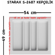 Feyza Design Çekmece Içi Kepçelik 60L Modül Beyaz, Kesilebilir, En:54-48 D:49-41 cm