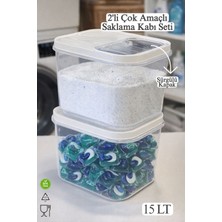 Feyza Design Iki Parça Çok Amaçlı 15 Lt Saklama Kabı Sürgülü Kapaklı