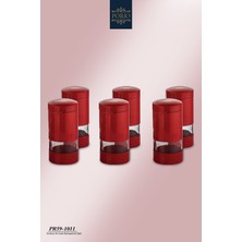Feyza Design 6’lı Cam Kapaklı Kırmızı Metal Baharatlık Seti, Şık ve Kullanışlı Tasarım