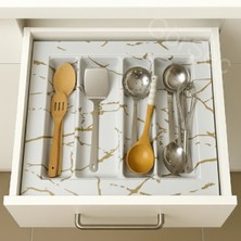 Feyza Design 55X49 cm Beyaz Gold Detaylı Çekmece Içi Düzenleyici