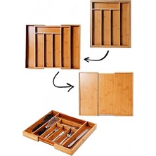 Feyza Design Bambu Çekmece Içi Organizer, Ayarlanabilir, 5-7 Bölmeli, Büyük Boy