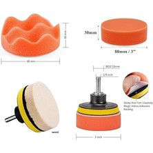8 Parça 80MM Polisaj Seti Matkap Ile Kullanılabilen Pasta Cila Pedi Sünger Cırtlı Polisaj Yün Ped