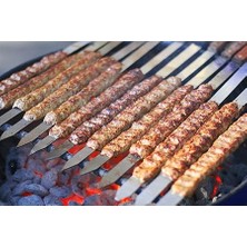 Paslanmaz Çelik Adana Kebap Şişi 3 Adet 60CM Uzunluk, Yassı Adana - Urfa Kebap Şişi, Barbekü Şişi
