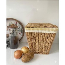 Feyza Design Çok Amaçlı Hasır Sepet, Sarı Iç Korumalı, Patates ve Soğan Saklama Için