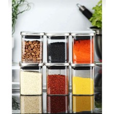 Feyza Design 6’lı Metal Kare Kapaklı Cam Baharatlık Seti 250 ml Lüks Takım