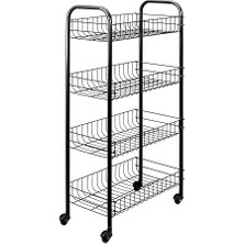 Pısa Anıversarıo - Tekerlekli 4 Katlı Plastik Kaplamalı Çok Amaçlı Taşıma Arabası. Renk Siyah Boyutlar: 41 x 23 x 84 Santimetre