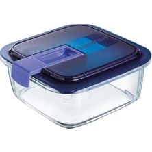 Feyza Design Şık Kare Cam Saklama Kabı 122 cl 18X18X7CM, Pratik ve Şeffaf Tasarım