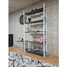 Sevinç Mobilya Beyaz Boyalı Kitaplık - 5 Raflı Suntalem Lüks Kitaplık