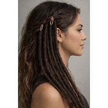 Yk Geçici Rasta Saç Seti | El Yapımı Kahverengi Dreadlock | Örgüye Takılabilir Bohem Saç Aksesuarı